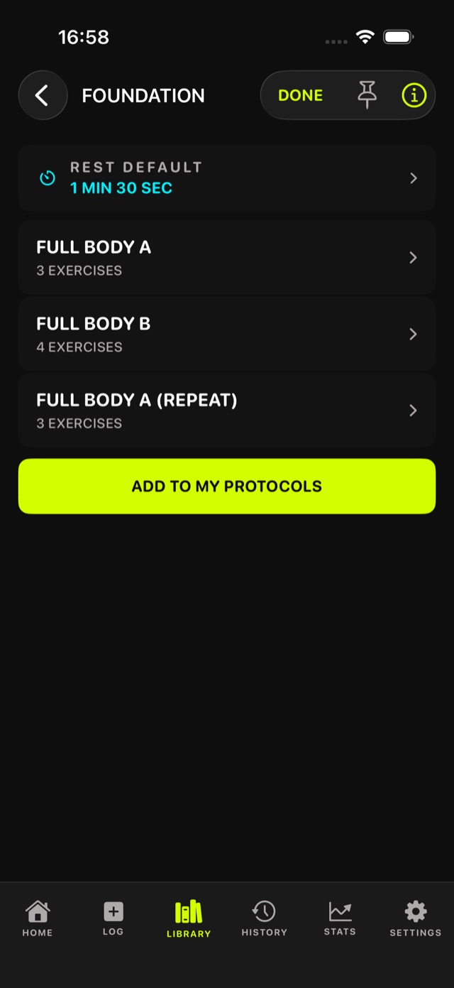 Training protocol with guided full-body days